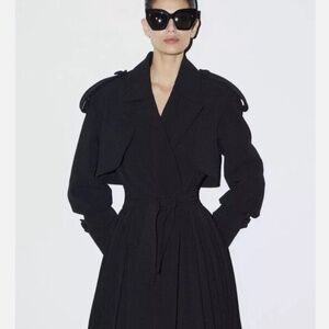 Max Mara Black Pleated Trench Coat